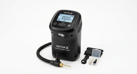 Vector X Electric Air Ball Pump, Ball Pump for Sports Ballswith LCD Display,2000 MAH Power, Chargebale Battery, Automatic, Air Pumps for Soccer Basketball Volleyball Rugby with Needles Accessories - studio shot