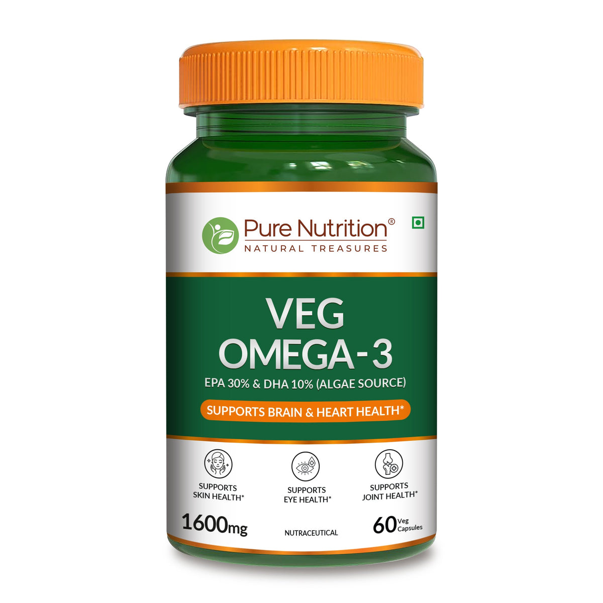 Vegan Omega-3 1600mg from Algae EPA & DHA | Heart & Brain Health