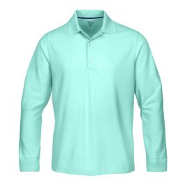 Viper Golf Men's Classic Solid Long Sleeve Golf Polo T-Shirt - Mint
