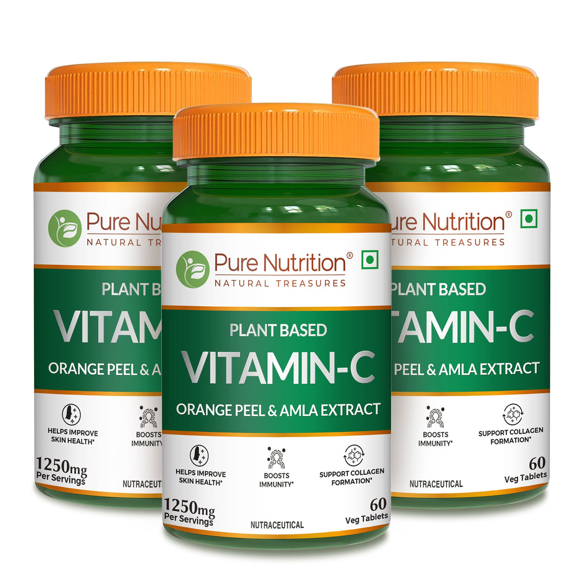 Vitamin C with Amla & Orange Peel 1250mg Immunity & Skin Health | 60 Tabs