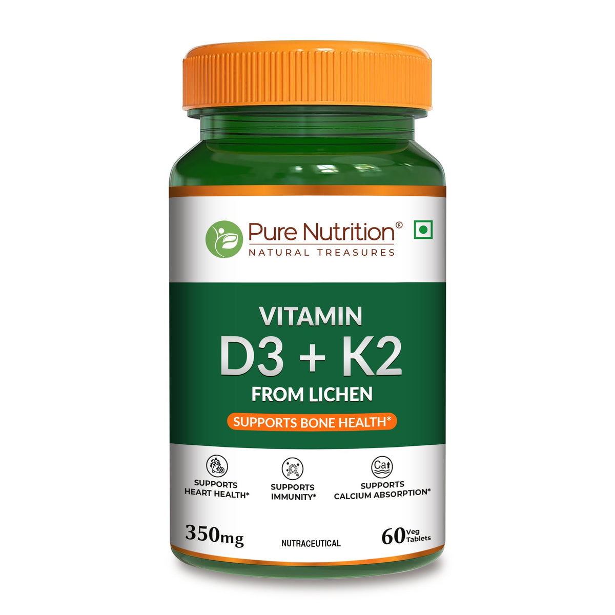 Vitamin D3 + K2 from Lichen  Bone, Heart & Calcium Support | 60 Tablets