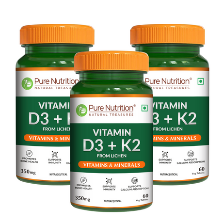 Vitamin D3 + K2 from Lichen  Bone, Heart & Calcium Support | 60 Tablets