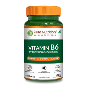 Vitamin B6 (Pyridoxine) Capsules 120 Count Mood, Brain & Immune Support - Nutrition by Pure Nutrition