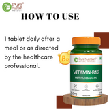 Vitamin B12 Methylcobalamin - 60 Vegetarian Tablets | Supports Energy and Overall Wellness for Men and Women
