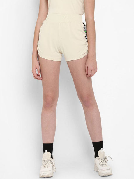 Alcis Women Solid Off White Shorts | Alcis
