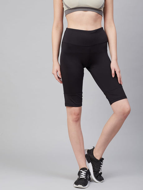 Alcis Women Black Solid Slim Fit Outdoor Shorts | Alcis