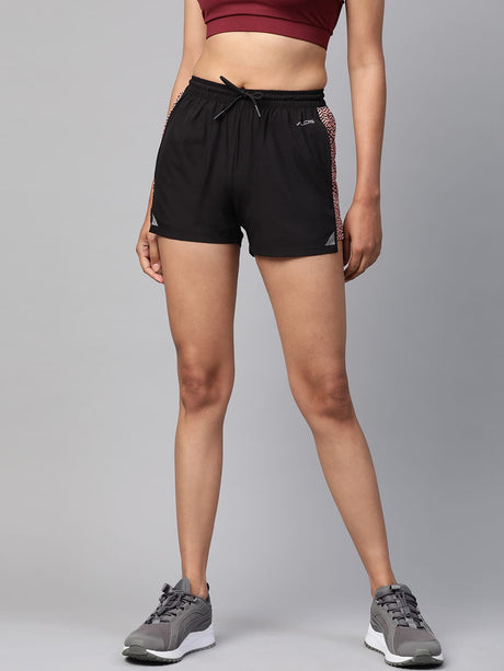 Alcis Women Black Solid Slim Fit Regular Shorts | Alcis