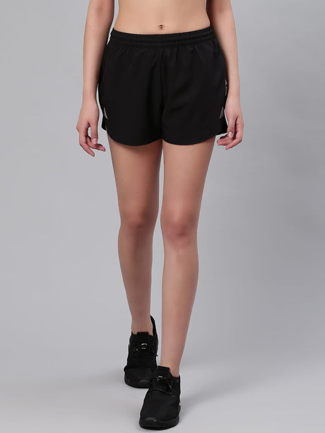 Alcis Women Black Solid Slim Fit Running Shorts | Alcis