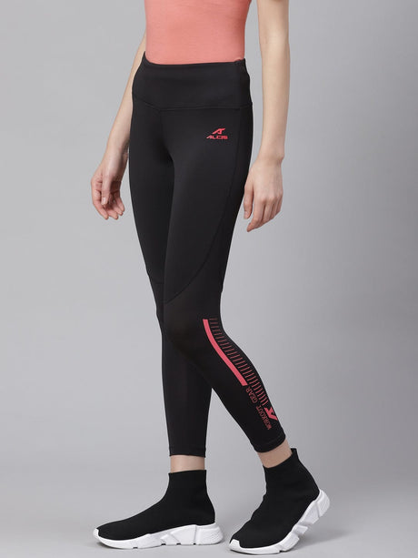 Alcis Women Black Solid Cropped Training Tights | Alcis