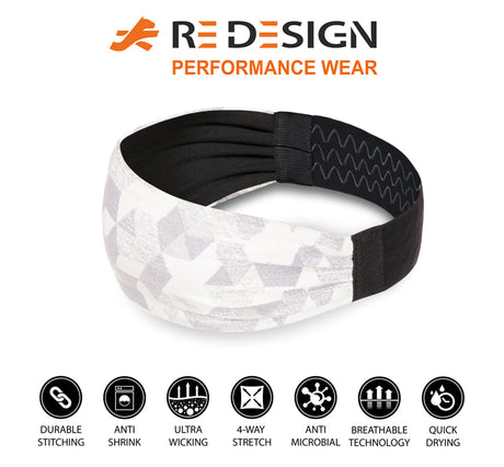 Sports Headband For Men and Women (White Geometry)