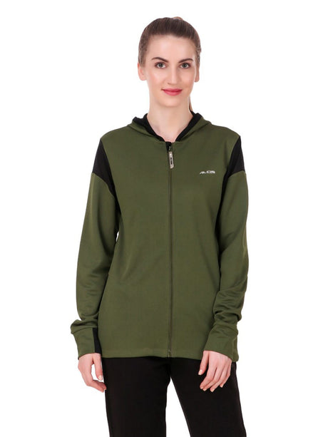 Alcis Women Olive Solid Jackets | Alcis