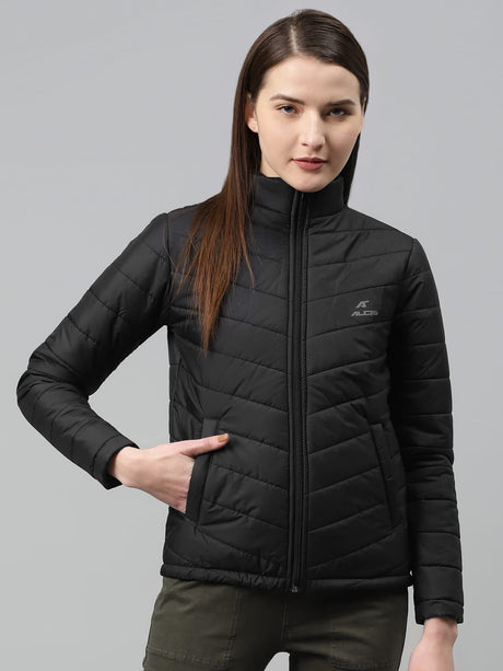 Alcis Women Black Solid Padded Jacket | Alcis