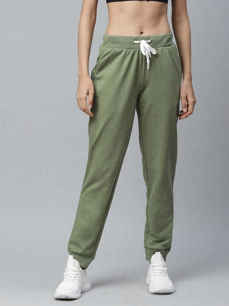 Alcis Women Olive Green Solid Training Joggers | Alcis