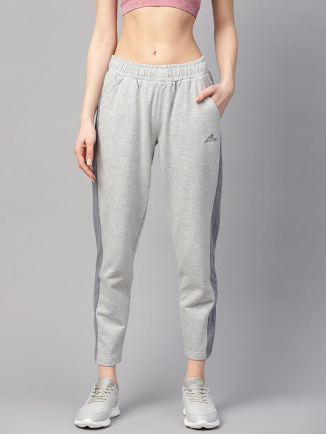 Alcis Women Grey Melange Slim Fit Solid Cropped Track Pants | Alcis
