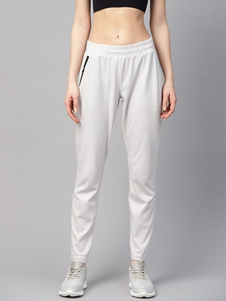 Alcis Women Off White Solid Slim Fit Track Pants | Alcis
