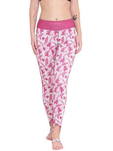 Alcis Women Pink and White Tights | Alcis