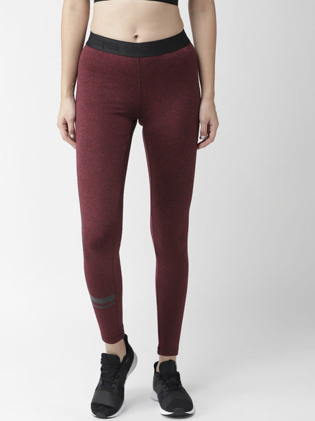 Alcis Women Maroon Solid Ankle-Length Tights | Alcis