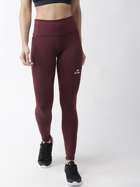 Alcis Women Burgundy Solid Ankle-Length Tights | Alcis