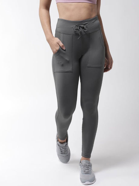 Alcis Women Grey Solid Tights | Alcis
