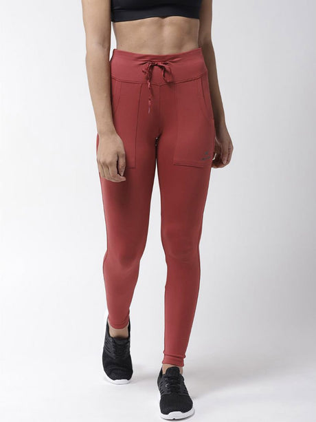 Alcis Women Rust Red Solid Tights | Alcis