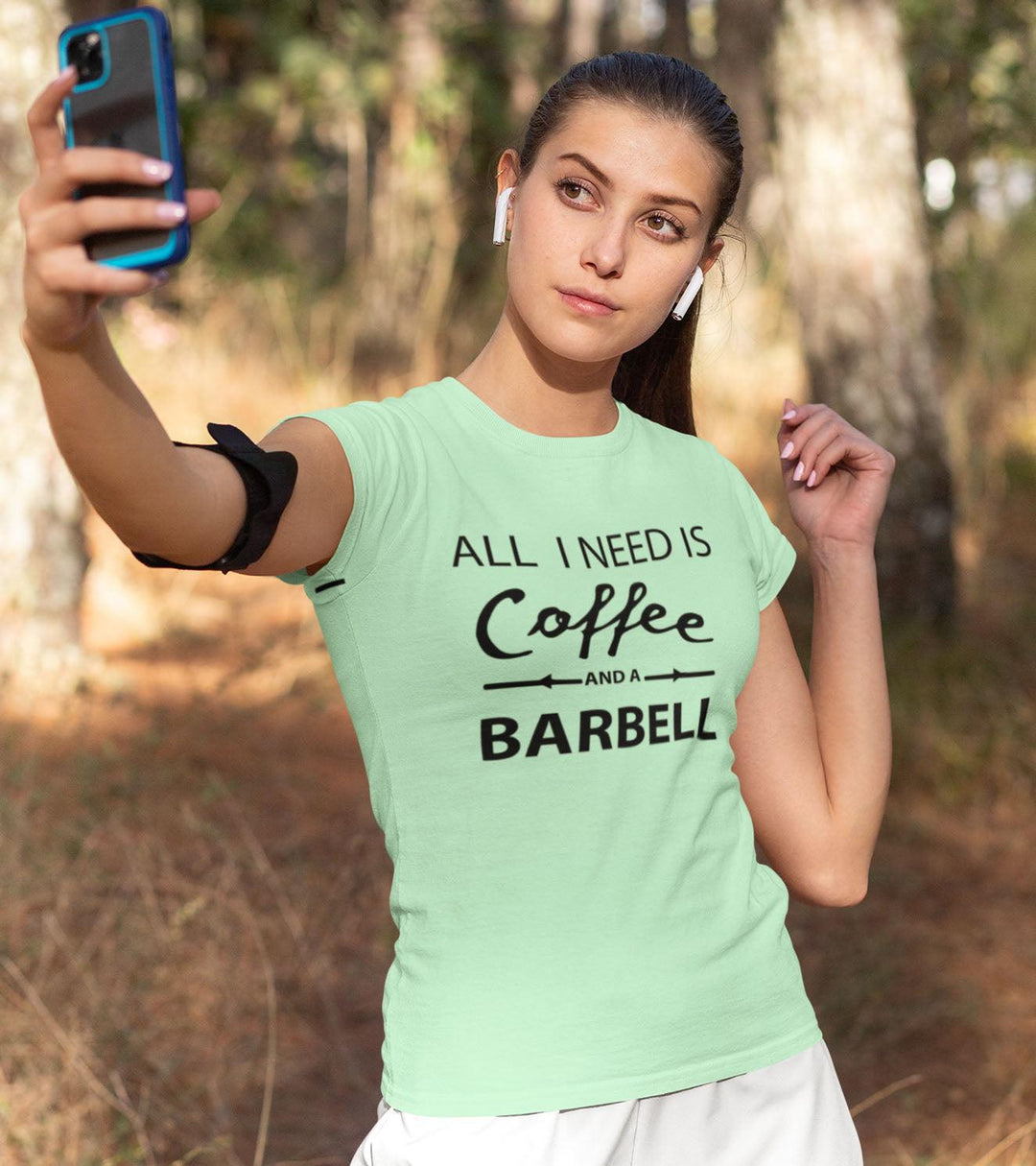 Women's coffee and barbell T-Shirt (light green)