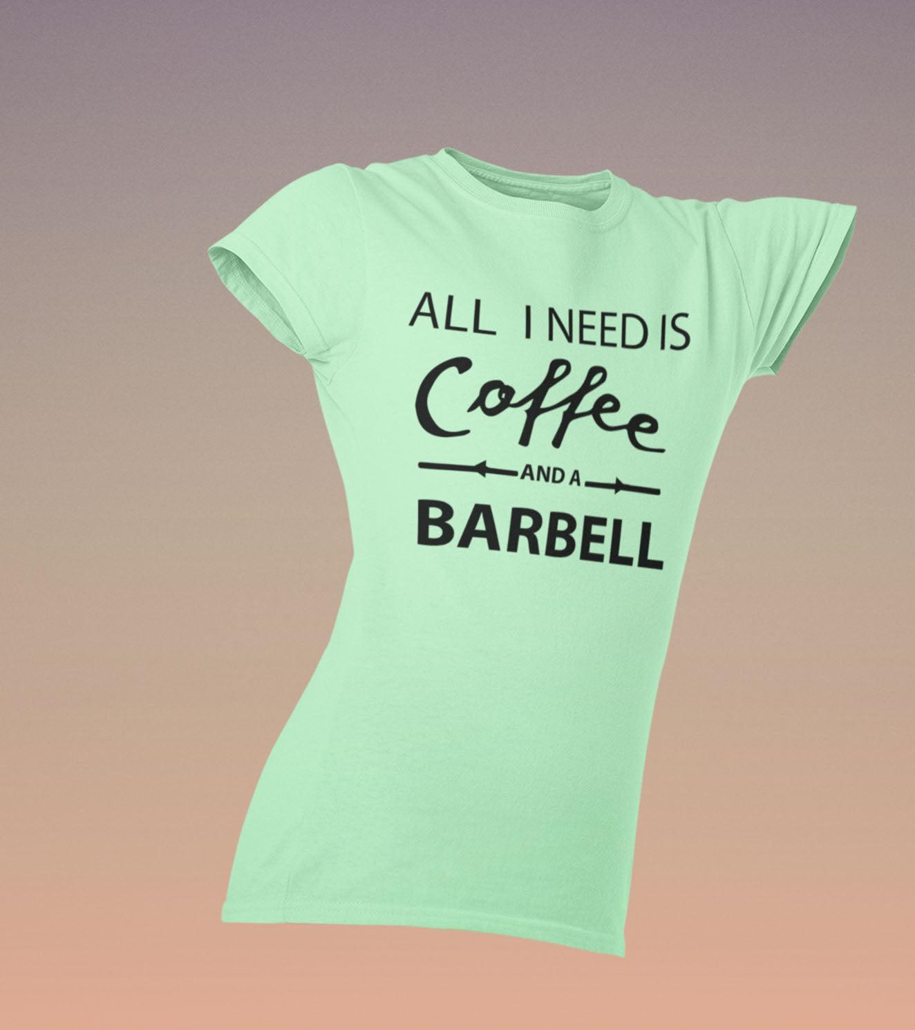 Women's coffee and barbell T-Shirt (light green)