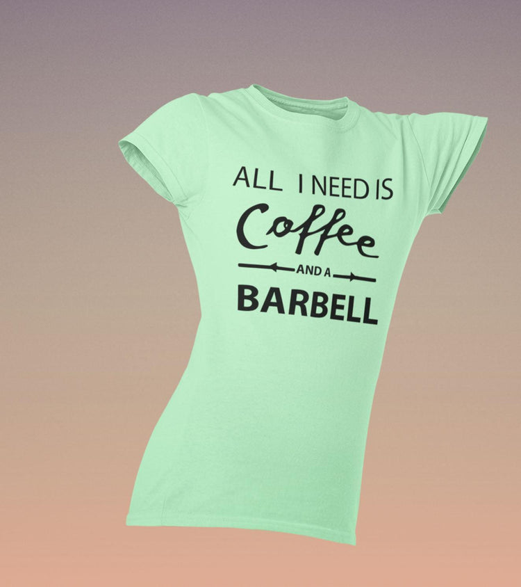 Women's coffee and barbell T-Shirt (light green)