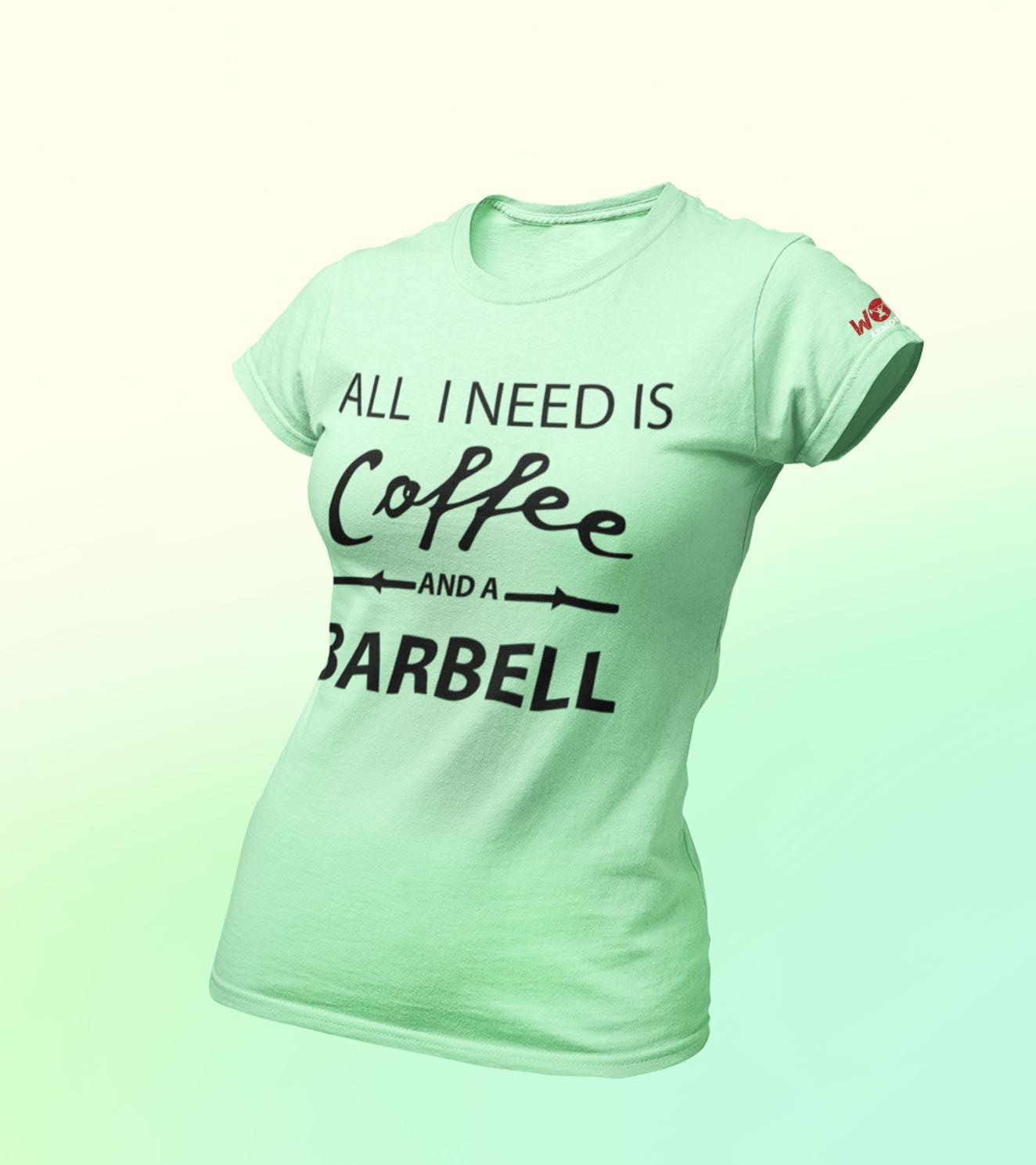 Women's coffee and barbell T-Shirt (light green)