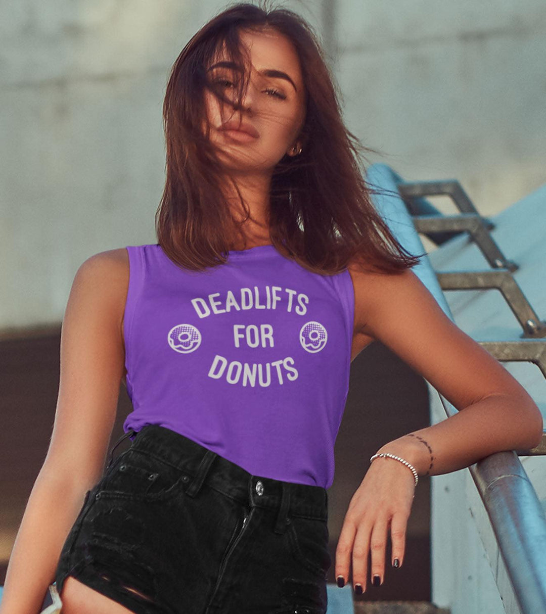 Women's Deadlift for Donuts Muscle Tank (purple)
