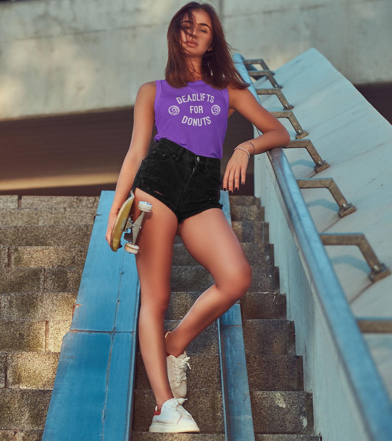 Women's Deadlift for Donuts Muscle Tank (purple)