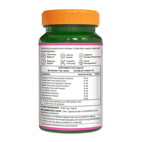 Women's Total Wellness Supplement - 60 Vegetarian Capsules | Supports Overall Health and Vitality for Women