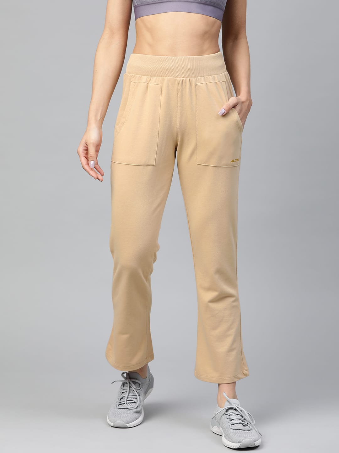 Alcis Women Beige Straight Fit Solid Outdoor Joggers