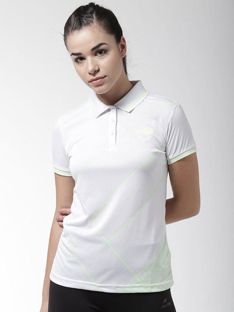 Alcis Women White Solid Polo Collar T-shirt | Alcis