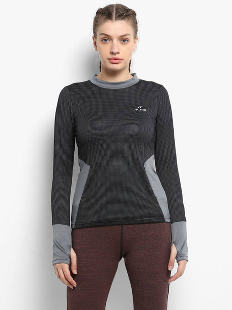 Alcis Women Black Grey Printed AntiStatix Sweatshirt | Alcis
