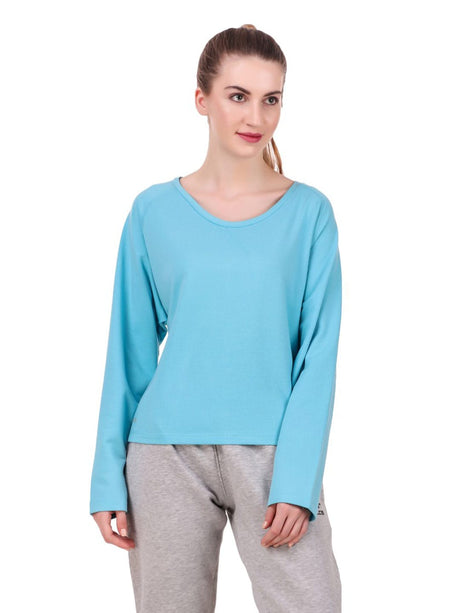 Alcis Women Blue Solid Round Neck T-shirt | Alcis