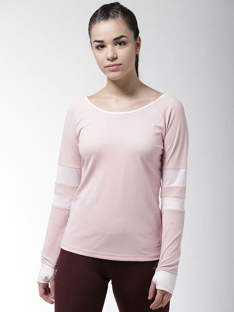 Alcis Women Pink Solid Boat Neck T-shirt | Alcis