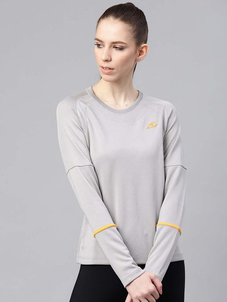 Alcis Women Grey Solid Round Neck Tennis T-shirt | Alcis