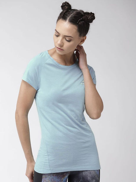 Alcis Women Sea Green Solid Round Neck T-shirt | Alcis