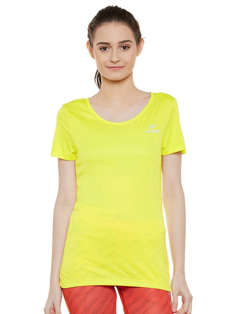 Alcis Women Yellow Solid Round Neck T-shirt | Alcis