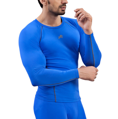 Nylon Compression Tshirt Full Sleeve Tights For Men (Royal Blue)