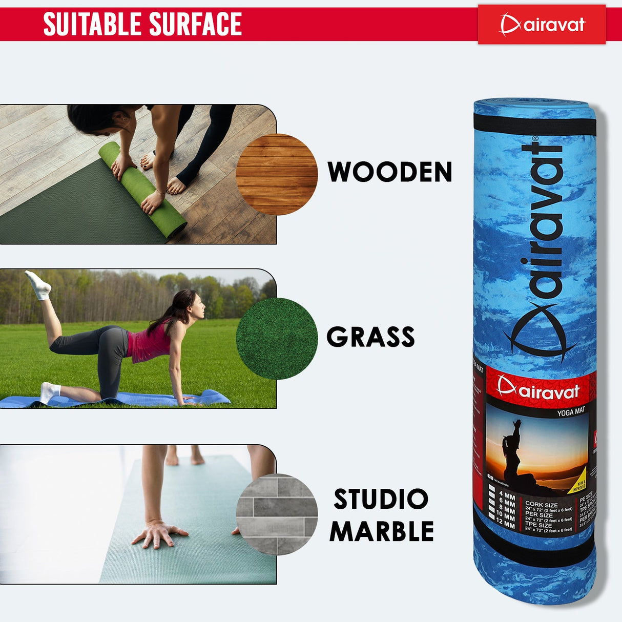 MARBLE 8MM YOGA MAT (PER) WITH BAG