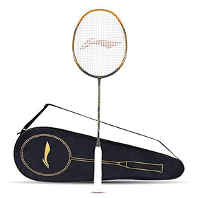 Li-Ning 3D Calibar X Drive Carbon Graphite Strung Badminton Racquet, 82 Grams, 30 Lbs String Tension and Free Full cover(Dark Grey/Gold) | KIBI Sports - KIBI SPORTS