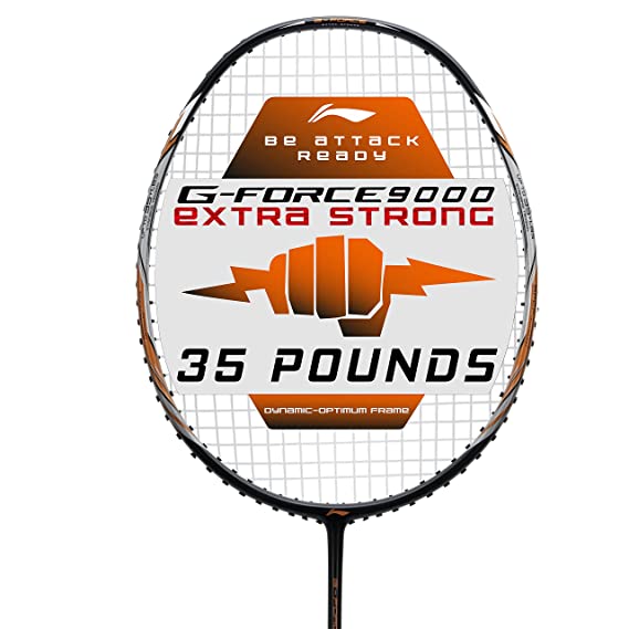 Li-Ning G-Force Extra Strong 9000 Carbon Fibre Badminton Racquet with Free Full Cover(35 LBS Ultra HIGH Tension) | KIBI Sports Li-Ning