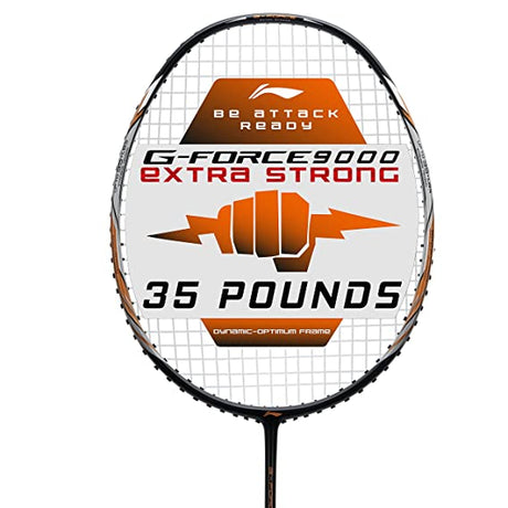 Li-Ning G-Force Extra Strong 9000 Carbon Fibre Badminton Racquet with Free Full Cover(35 LBS Ultra HIGH Tension) | KIBI Sports Li-Ning