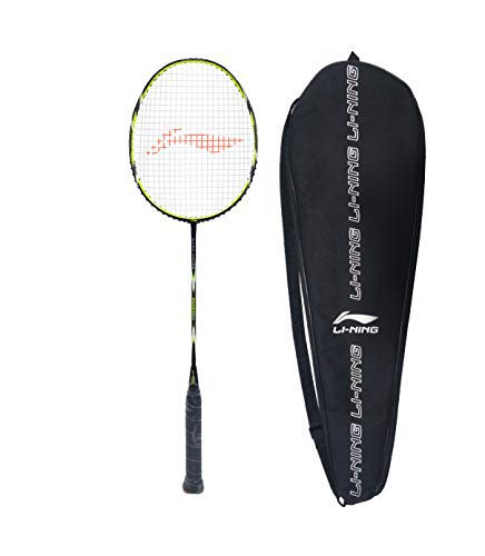 Li-Ning SS-20-G5 Carbon-Graphite Strung Badminton Racquet, S1 (Black/Lime) with Free Racket Cover | KIBI Sports Li-Ning
