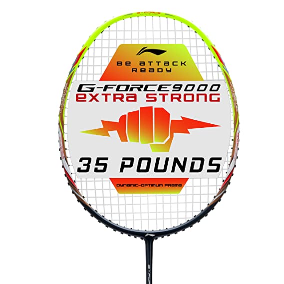 Li-Ning G-Force Extra Strong 9000 Carbon Fibre Badminton Racquet with Free Full Cover(35 LBS Ultra HIGH Tension) | KIBI Sports Li-Ning