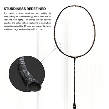 Li-Ning Wind Lite Stealth Carbon Fibre Strung Badminton Racket with Free Full Cover (Powered By Windstorm) | KIBI Sports Li-Ning