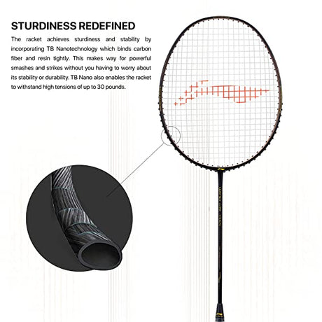 Li-Ning Wind Lite Stealth Carbon Fibre Strung Badminton Racket with Free Full Cover (Powered By Windstorm) | KIBI Sports Li-Ning