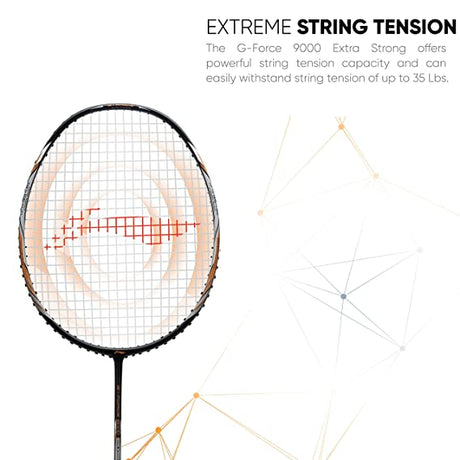 Li-Ning G-Force Extra Strong 9000 Carbon Fibre Badminton Racquet with Free Full Cover(35 LBS Ultra HIGH Tension) | KIBI Sports Li-Ning