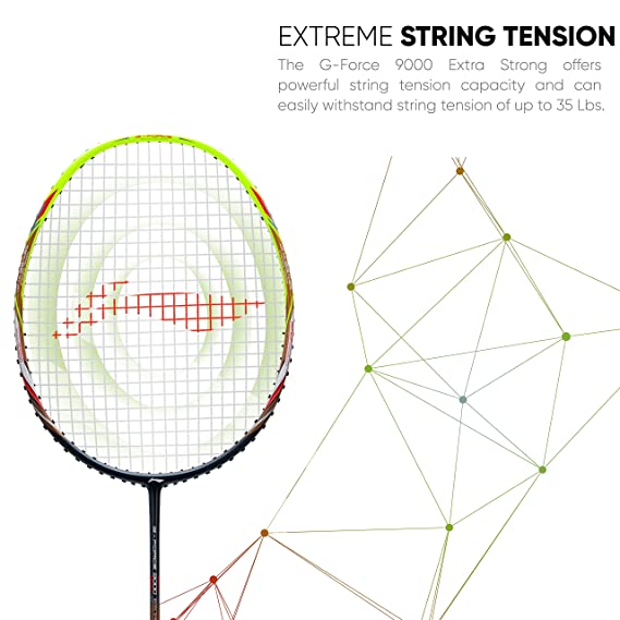 Li-Ning G-Force Extra Strong 9000 Carbon Fibre Badminton Racquet with Free Full Cover(35 LBS Ultra HIGH Tension) | KIBI Sports Li-Ning